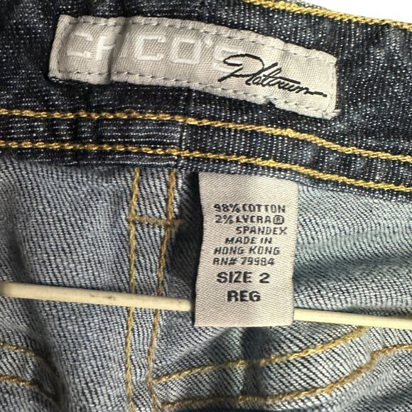 Vintage Chicos Platinum Denim Bootcut Jeans Womens 12 Reg High Rise Stretch - Picture 3 of 13